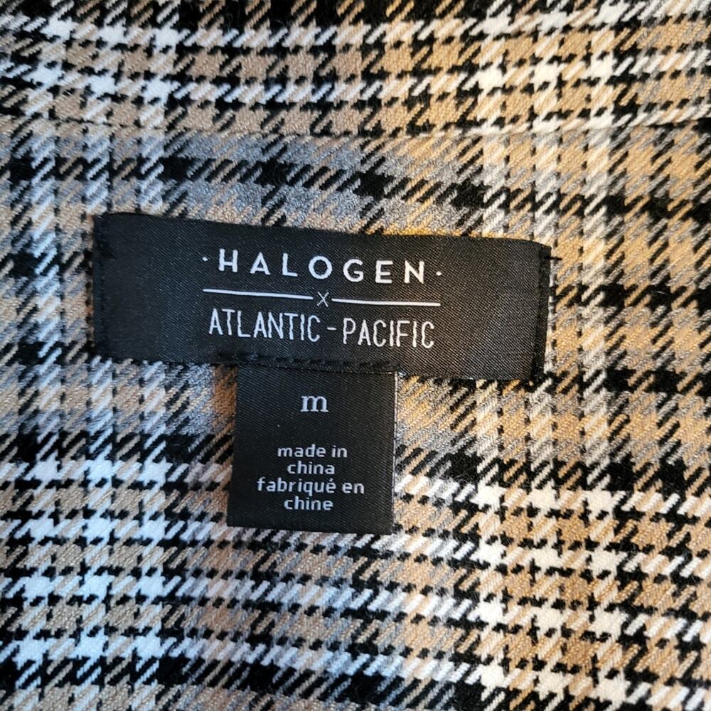 Halogen X Atlantic-Pacific Neutral Houndstooth Plaid Double Breasted Belted Coat - Picture 11 of 12